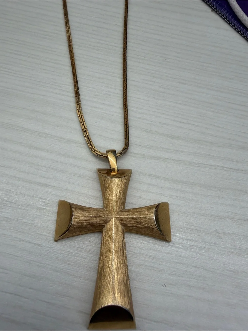 Avon Gold-Tone Men's Brushed Cross Pendant with Chain